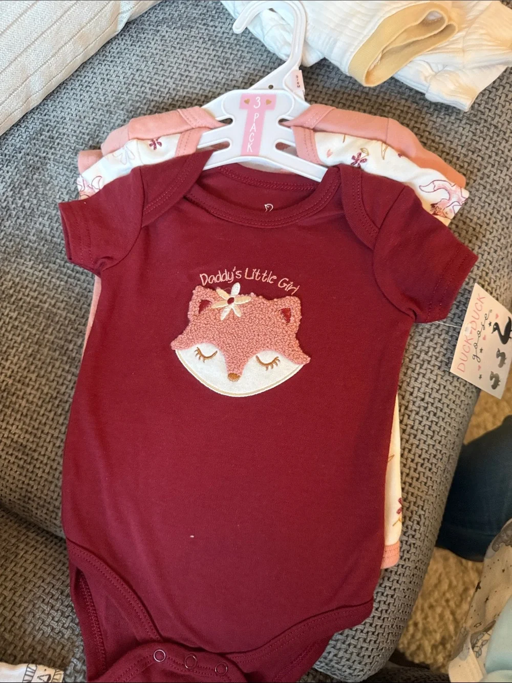 Daddy's Little Girl Maroon Fox Bodysuit - Girls One-Piece
